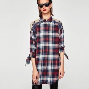 Zara CHECKED DRESS WITH CONTRASTING YOKE